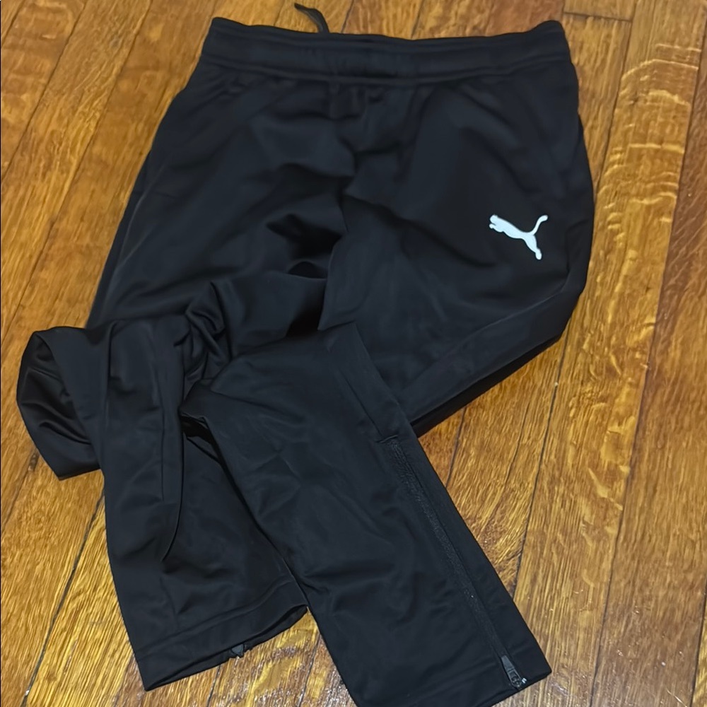 Puma Black Soccer Pants with Ankle Zippers
